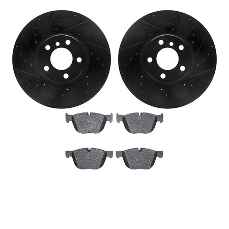 Dynamic Friction Co 8602-31109, Rotors-Drilled and Slotted-Black with 5000 Euro Ceramic Brake Pads, Zinc Coated 8602-31109